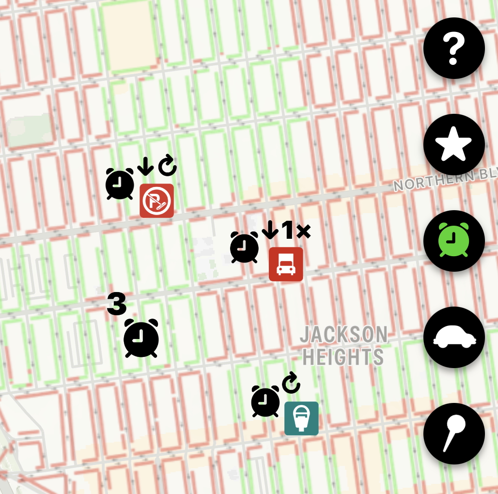 Alarms clustered on the map at the blocks they watch