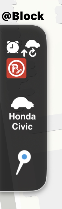 The occupants capsule listing the block's pins, vehicles, and alarms