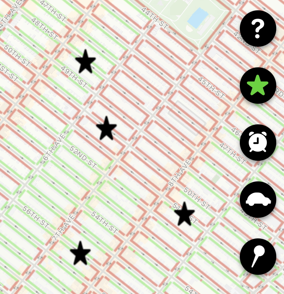 Bookmarked blocks clustered on the map