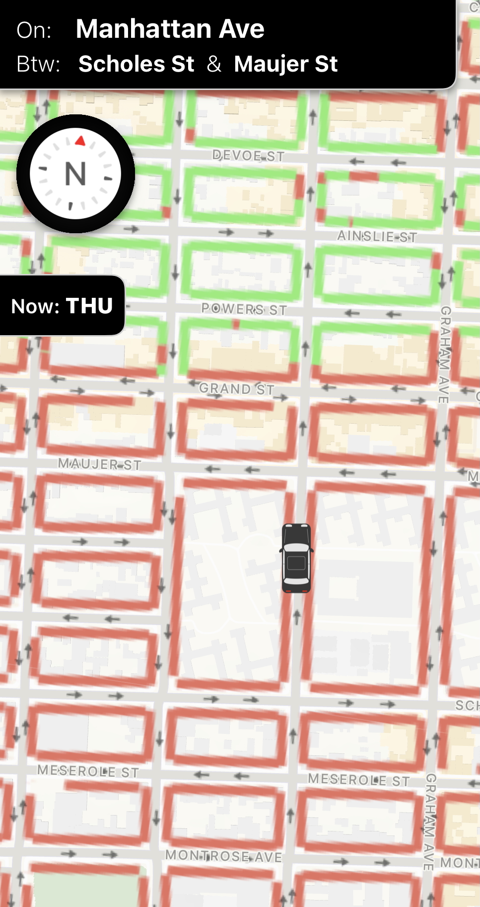 Drive mode: the car tracked live on the map